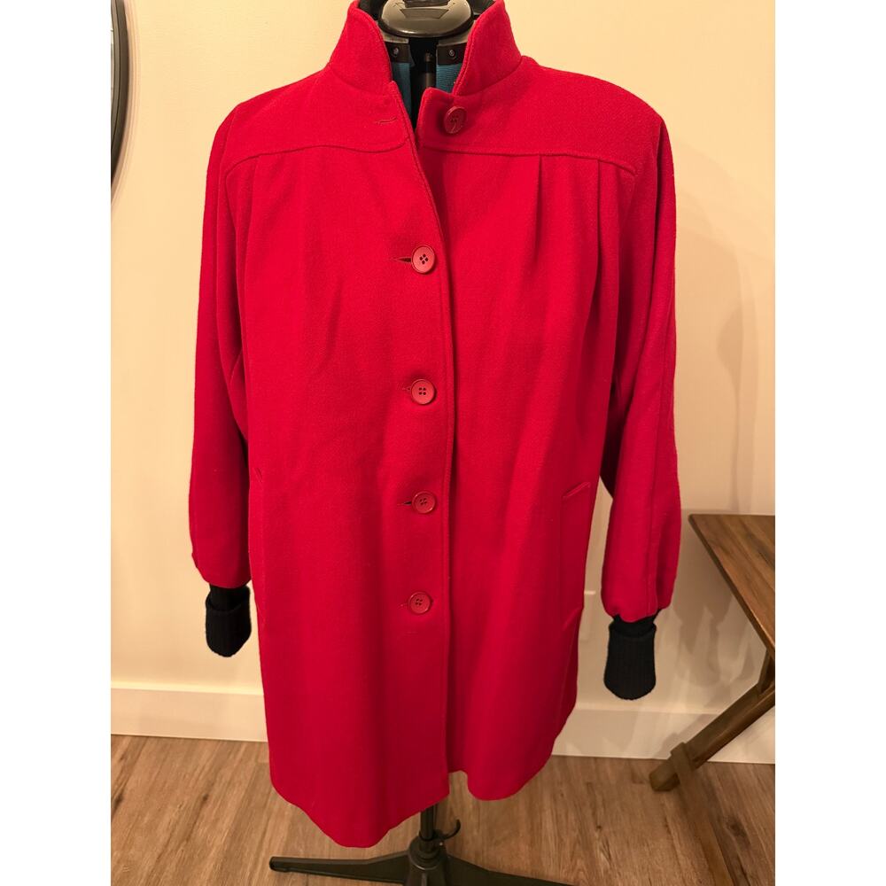 Lady Suzette Red Swing Coat 2 Wool Size 18-20